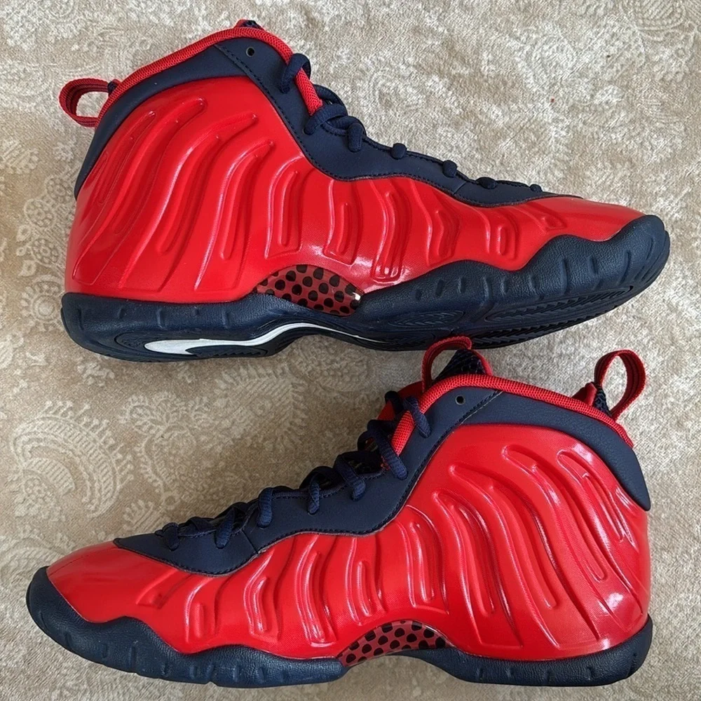 Nike Air Foamposite Little Posite Pro University Red Blue Lace Up Sneakers Shiny